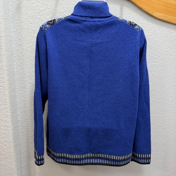 JW Anderson x Uniqlo Men's Blue Fair Isle 100% Wool Turtleneck Sweater Size L - Picture 4 of 10